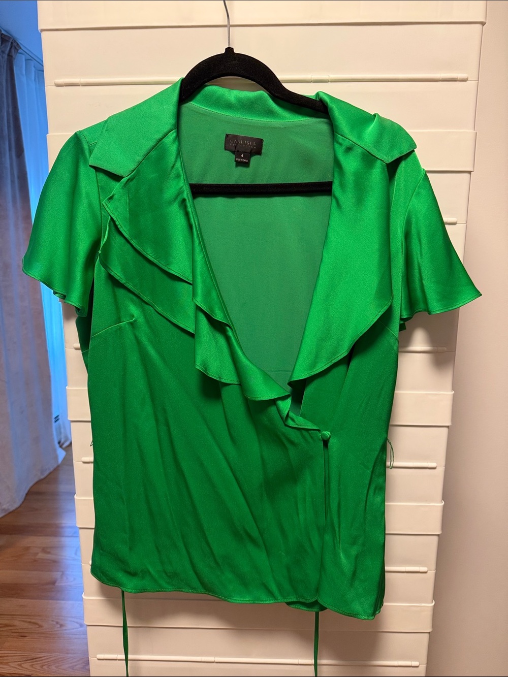 Silk Emerald Green Wrap Blouse